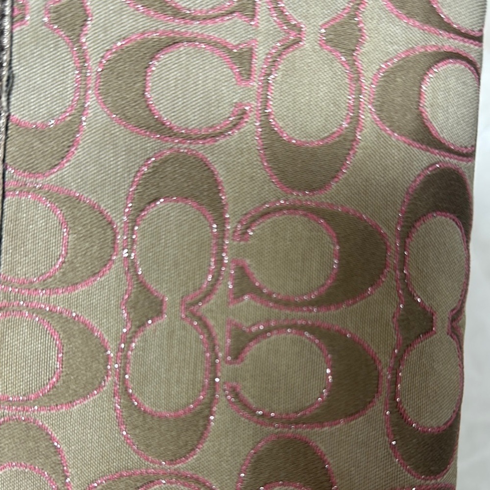 Coach Tan and Pink Signature Wristlet Clutch - Picture 15 of 15